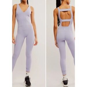 NWT Free People Movement Small Never Better One Piece Jumpsuit Platinum $98 Msrp